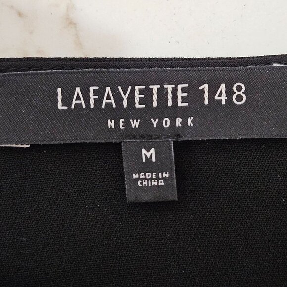 Lafayette 148 NY Wynona Finesse Crepe Dress Medium Pockets Black Minimalism - Picture 9 of 10